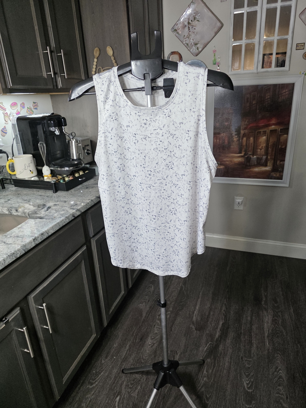 Avia White Tank Top with Light Blue Speckle